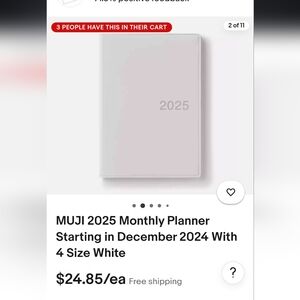 Japan Muji 2025 monthly planner size B5